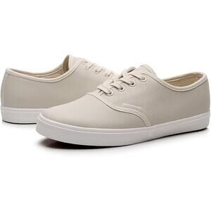 Cull4U Womens Size 8 Beige Sneaker Lace Up Round Closed Toe Slip On Shoes